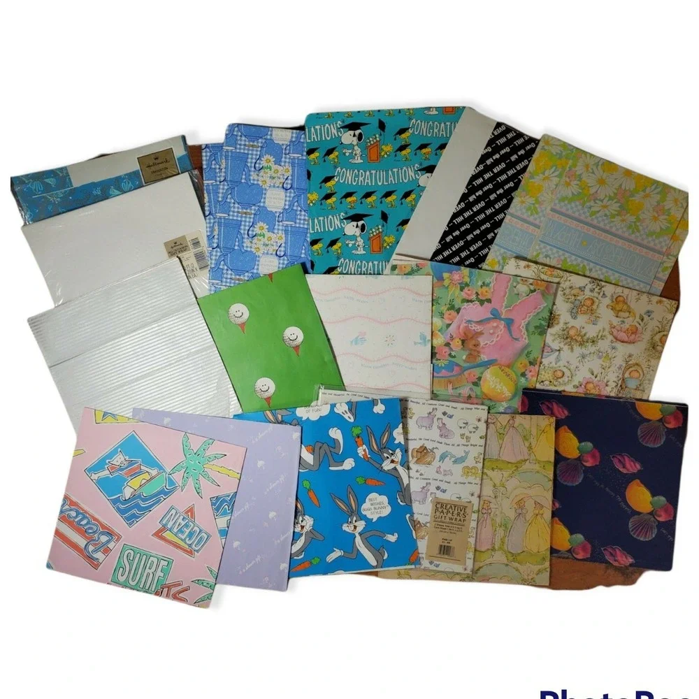 VINTAGE WRAPPING PAPER LOT All Occasions!!! GREAT DESIGNS Wedding Hallmark